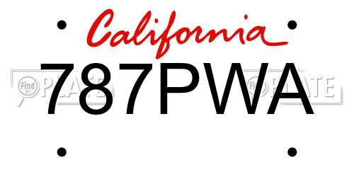 787PWA California License Plate