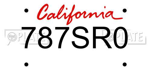 787SR0 California License Plate