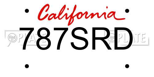 787SRD California License Plate