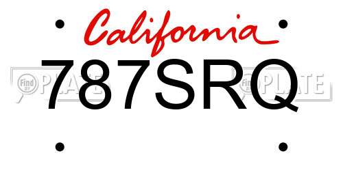 787SRQ California License Plate