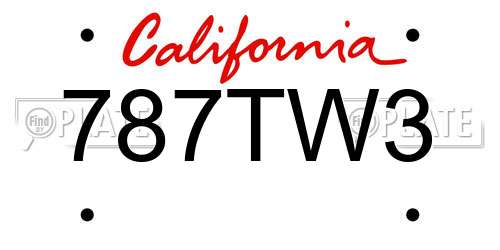 787TW3 California License Plate