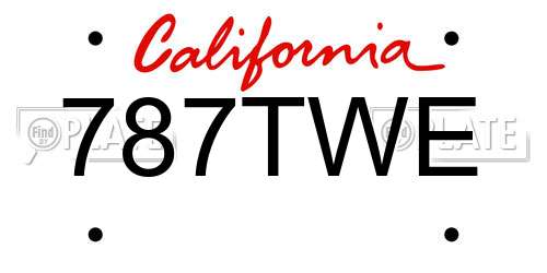 787TWE California License Plate