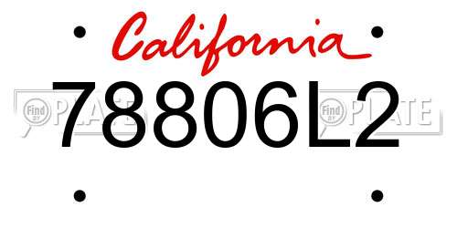 78806L2 California License Plate