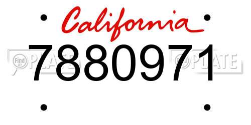 7880971 California License Plate