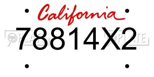78814X2 California License Plate