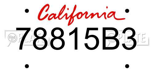 78815B3 California License Plate