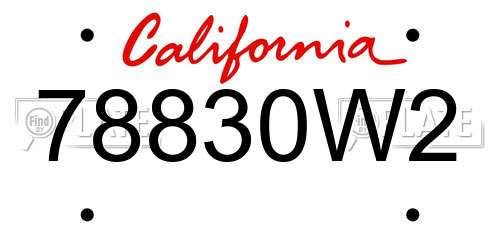 78830W2 California License Plate