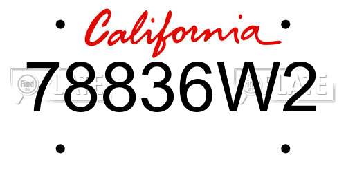 78836W2 California License Plate