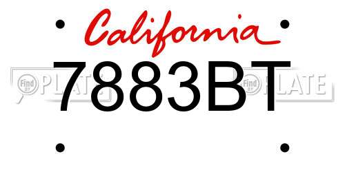 7883BT California License Plate