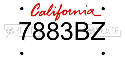 7883BZ California License Plate