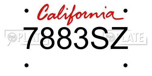7883SZ California License Plate
