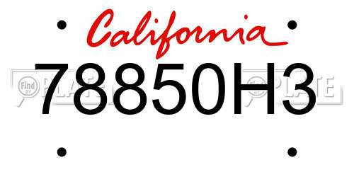 78850H3 California License Plate