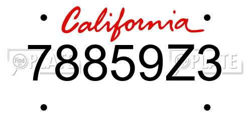 78859Z3 California License Plate