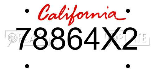 78864X2 California License Plate