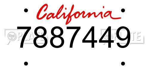 7887449 California License Plate