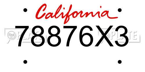 78876X3 California License Plate