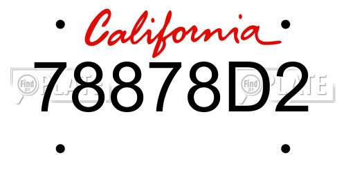 78878D2 California License Plate