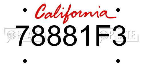 78881F3 California License Plate