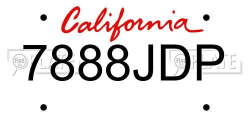 7888JDP California License Plate