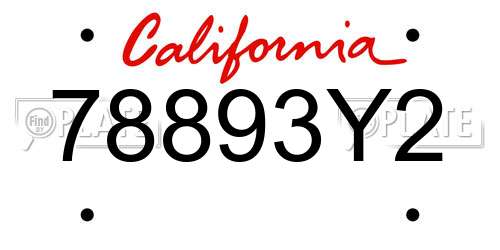 78893Y2 California License Plate