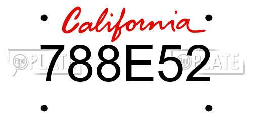 788E52 California License Plate