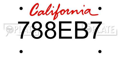 788EB7 California License Plate
