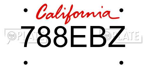 788EBZ California License Plate