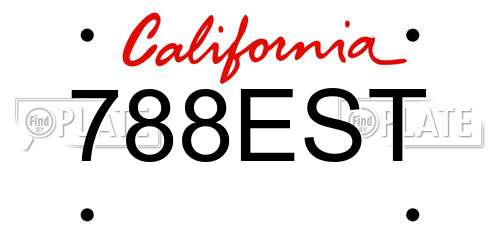 788EST California License Plate
