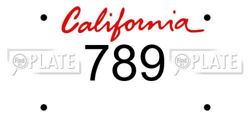 789 California License Plate