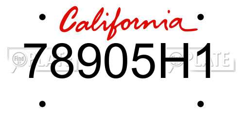 78905H1 California License Plate