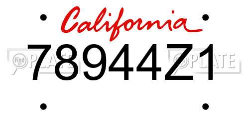 78944Z1 California License Plate