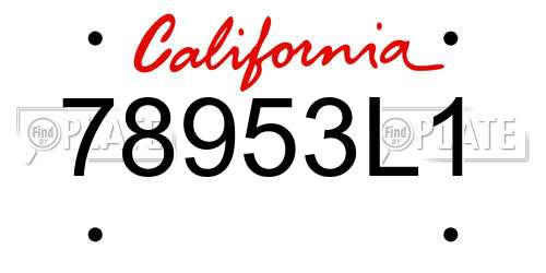 78953L1 California License Plate