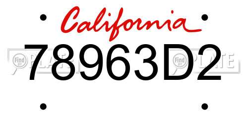 78963D2 California License Plate
