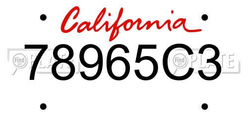 78965C3 California License Plate