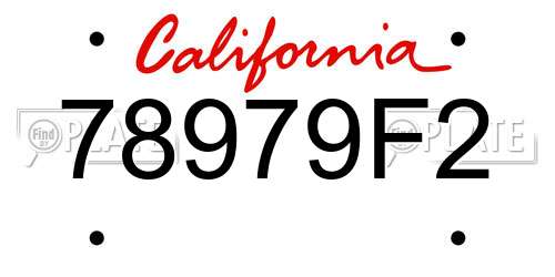 78979F2 California License Plate