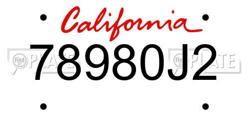 78980J2 California License Plate