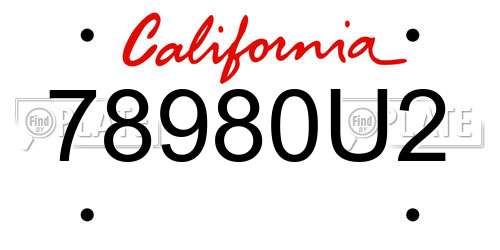 78980U2 California License Plate