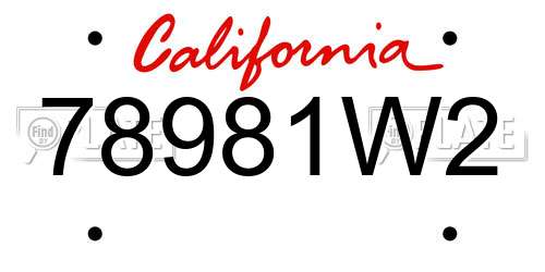 78981W2 California License Plate