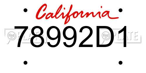 78992D1 California License Plate