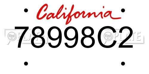 78998C2 California License Plate
