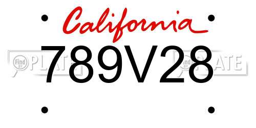 789V28 California License Plate