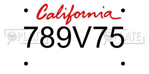 789V75 California License Plate