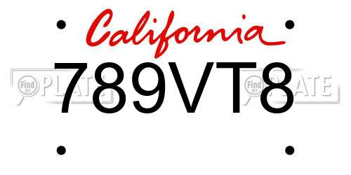789VT8 California License Plate