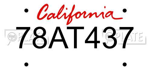 78AT437 California License Plate