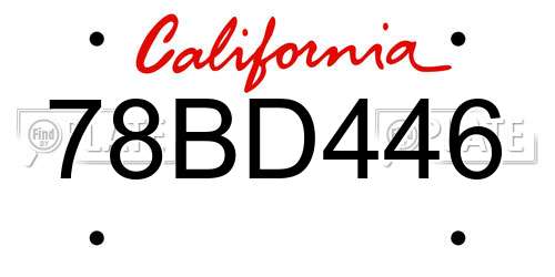 78BD446 California License Plate