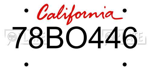 78BO446 California License Plate
