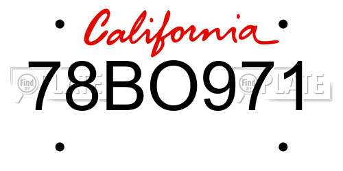 78BO971 California License Plate