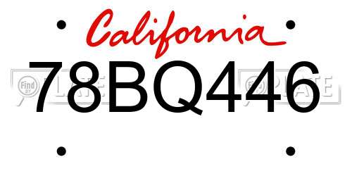 78BQ446 California License Plate