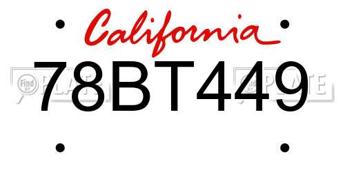 78BT449 California License Plate