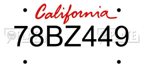 78BZ449 California License Plate